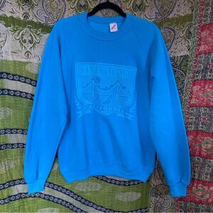 Vintage 90's Jerzees Blue San Fransisco Crewneck Sweatshirt Size Large